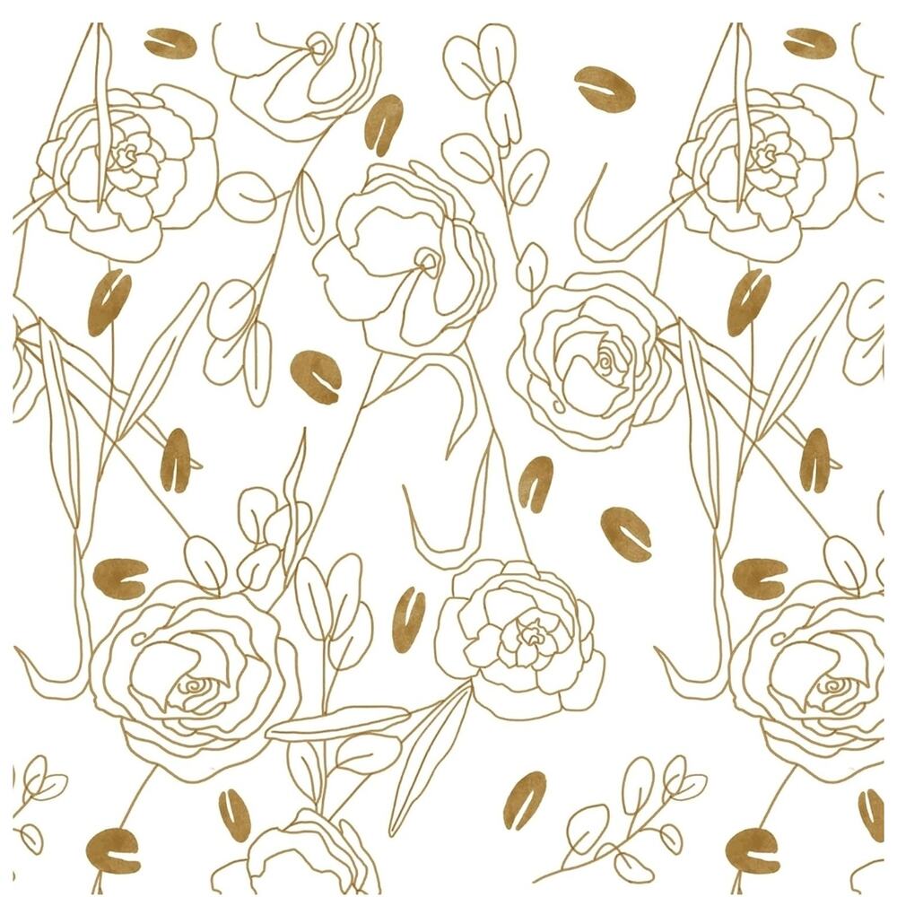 StoreFloral Boho Peel Wallpaper Gold 17.3''×393'' Leaf Removable Vinyl Roll s25